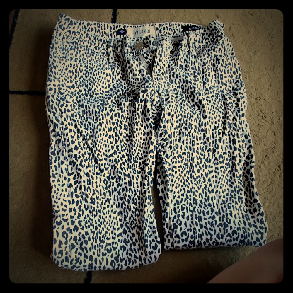 White leopard skinny jeans